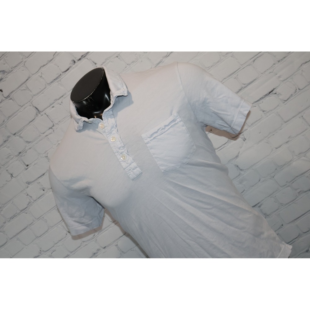 Billy Reid Golf Polo Shirt Men Medium Light Gray Pocket Garment Dyed